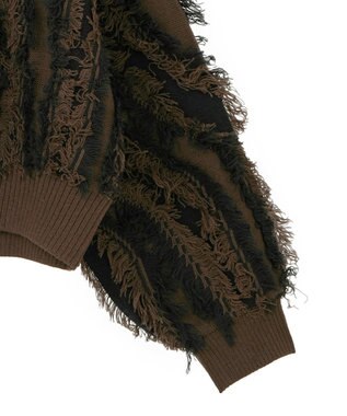Green Parks ・ＥＬＥＮＣＡＲＥ　ＤＵＥ　フリンジジャカードニット Brown