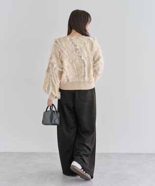 Green Parks ・ＥＬＥＮＣＡＲＥ　ＤＵＥ　フリンジジャカードニット Beige
