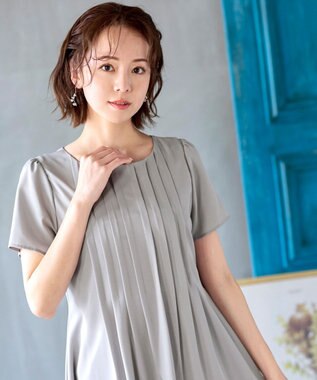 Tiaclasse 【洗える】スタイルアップも叶うピンタックワンピース グレー