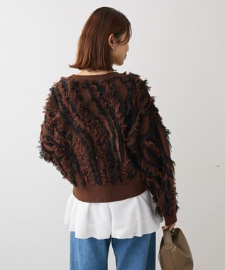 Green Parks ・ＥＬＥＮＣＡＲＥ　ＤＵＥ　フリンジジャカードニット Brown