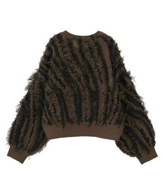 Green Parks ・ＥＬＥＮＣＡＲＥ　ＤＵＥ　フリンジジャカードニット Brown