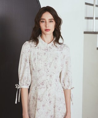 Maison de FLEUR はしごレースシャツワンピース Flower