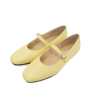 Pointer 日本製 本革ストラップ付きパンプス イエロー