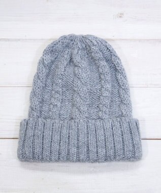 石田製帽 ベビーアルパカ　アラン編みワッチ ライトグレー