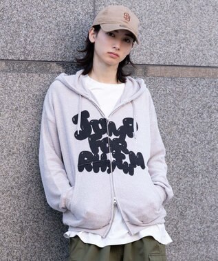 WEGO 【ユニセックス着用ITEM/MLサイズ展開】メッシュロゴジップパーカー グレー