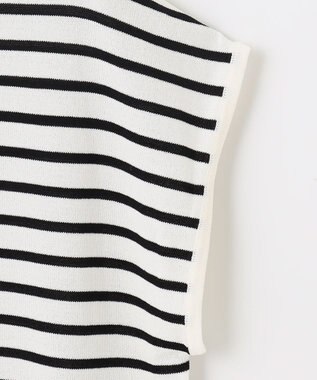 ANY 【UVケア/接触冷感/アンチピリング】クールタッチフレンチスリーブニット オフ×ブラック