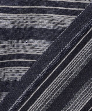 JOSEPH ABBOUD 【キングサイズ・吸水速乾】リネンマルチボーダー ポロシャツ ネイビー系2