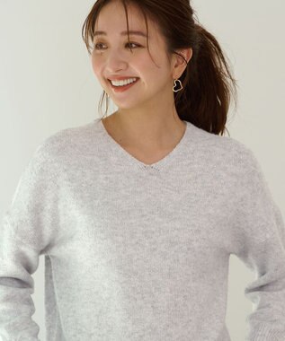 ANY シャイニースパンコールVネックニット グレー