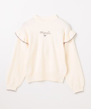 ANY KIDS 肩フリル しあわせタッチニット エクリュ