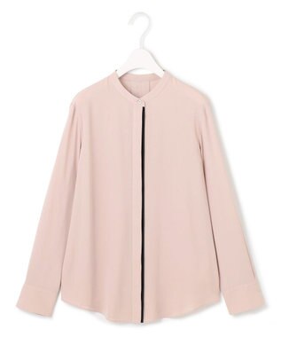 ICB L 【新色追加・WEB限定カラーあり・接触冷感・UVケア・速乾・洗える】BackSatinAmunzen バンドカラーブラウス ヘイズピンク系