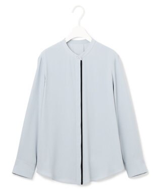 ICB L 【新色追加・WEB限定カラーあり・接触冷感・UVケア・速乾・洗える】BackSatinAmunzen バンドカラーブラウス サックスグレー系