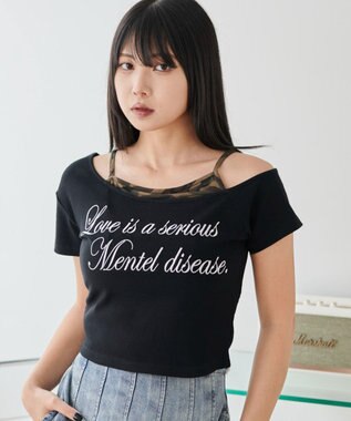 WEGO ドッキングオフショルデザインちびT