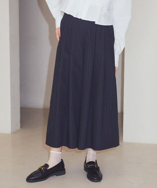 earth music&ecology 選べる丈タックスカーチョ Stripe Navy