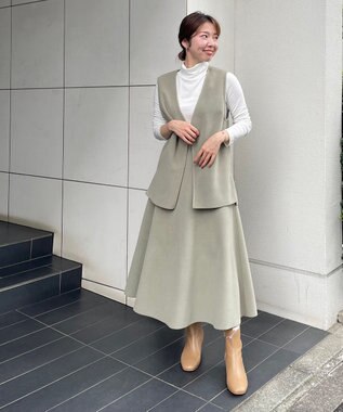 UNFILO 【セットアップ対応】ウールライク ジレ ライトグリーン系