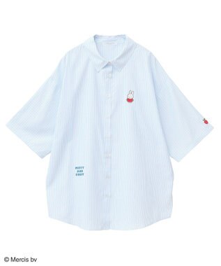 Green Parks ｍｉｆｆｙ／刺しゅうプリントストライプシャツ Sax