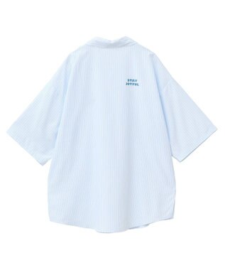 Green Parks ｍｉｆｆｙ／刺しゅうプリントストライプシャツ Sax