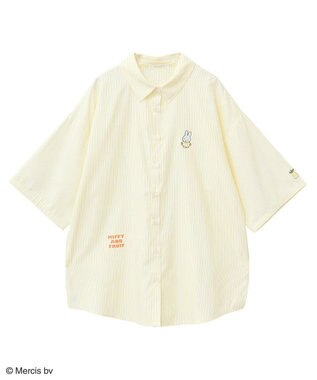 Green Parks ｍｉｆｆｙ／刺しゅうプリントストライプシャツ Yellow