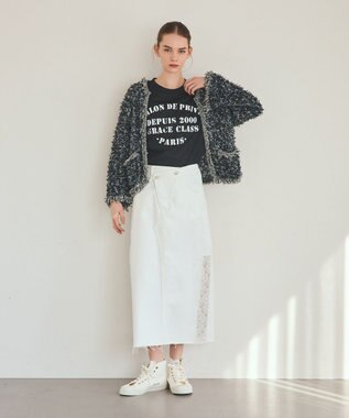 GRACE CONTINENTAL ステンシルレタードT ブラック