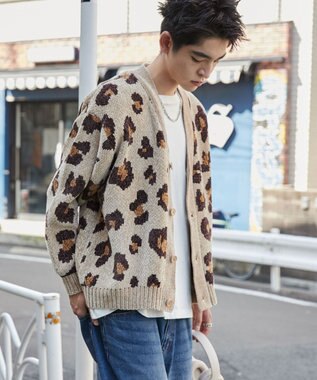 WEGO ベロアモールパターンカーディガン ベージュ