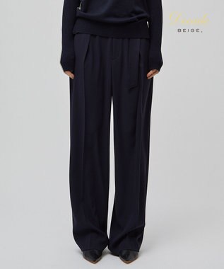 BEIGE， 【洗える】CINDY / ワイドタックパンツ Navy