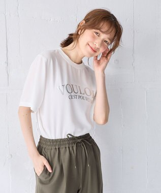 ANY 【WEB限定/UVカット/吸水速乾/接触冷感】ジョーゼットロゴ半袖Tシャツ オフ