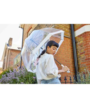 MOONBAT 【雑誌掲載／non・no】フルトン (FULTON) Birdcage ワンポイントロゴ 長傘 透明傘 ホワイト