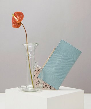 TOPKAPI 【TOPKAPI】イタリアンレザーリザード型押し がま口長財布 LUCIA ルチア ミントグリーン