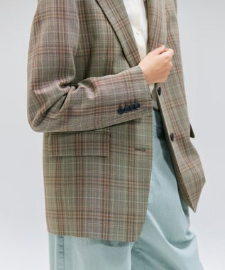 BEIGE， 【Oggi ８月号掲載】SELMA / チェックウールテーラードジャケット Camel × Nude