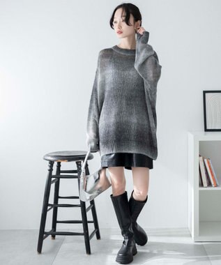 WEGO グラデーションメッシュニット ブラック