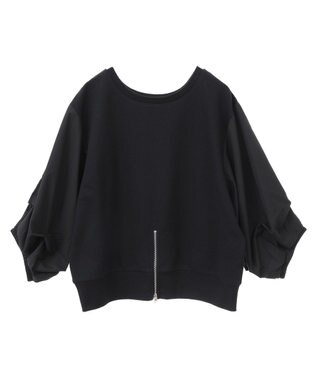 Green Parks ２ＷＡＹ７分袖タック裾ＺＩＰプルオーバー Black