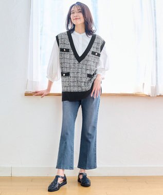 ANY 【洗濯機可/ストレッチ】デニムフレアパンツ ライトインディゴ