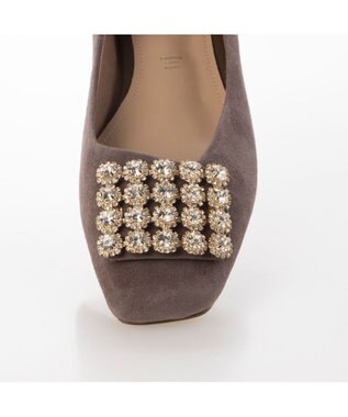 MODE ET JACOMO <MODE ET JACOMO>アシンメトリービジューフラットパンプス オークスエード