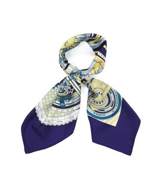 Marca ＜春の新色！＞【Marcaオリジナル】12宮   大判 シルクツイル スカーフ ネイビー
