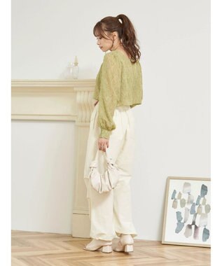 earth music&ecology ＳＥＴ２点カットジャカードカーディガン＋ビスチェ Lime Green