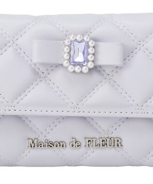 Maison de FLEUR ビジューリボンキルティングウォレット Sax