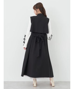 earth music&ecology サイドプリーツジレンチ Black