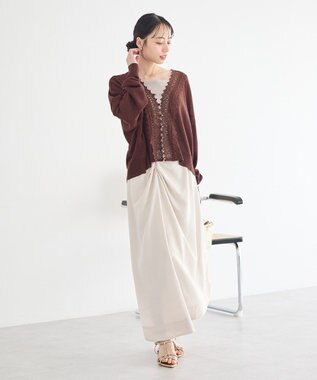 earth music&ecology 【2WAY】レーストリムシアーニットカーディガン Brown