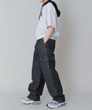 WEGO 【KIDS】デニムイージーカーゴパンツ（JUNIOR） デニムブラックソノタ