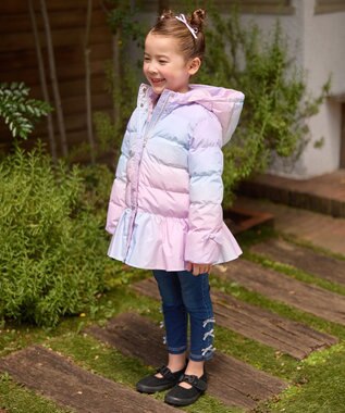 ANY KIDS 【洗濯機OK】中綿リボンコート レインボー