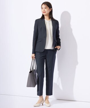 J.PRESS LADIES 【セットアップ対応】BAHARIYE テーパード パンツ ネイビーピンヘッド系