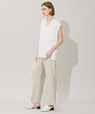 ICB 【洗える】 リネンブレンドシャイン ベスト オフホワイト系