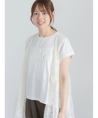 Te chichi 【接触冷感】エンボスロゴフレンチスリーブTシャツ オフホワイト