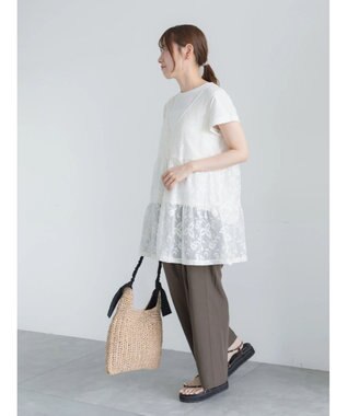 Te chichi 【接触冷感】エンボスロゴフレンチスリーブTシャツ オフホワイト