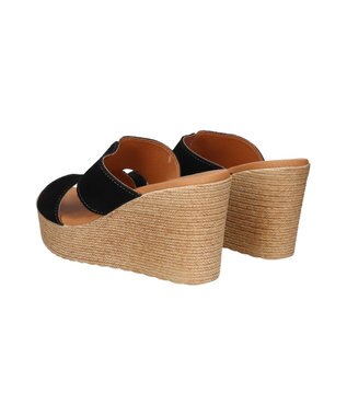 INTER-CHAUSSURES 【Oh my Sandals】クッションインソール厚底ミュールサンダル ブラックスウェード