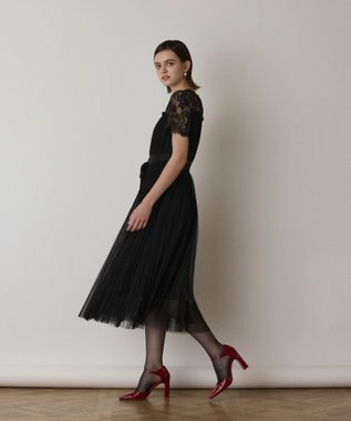 GRACE CONTINENTAL チュールプリーツドレス ブラック
