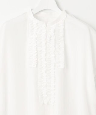 自由区 【洗える】ソフトリネンフリルディティール ブラウス オフ