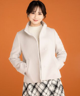 ANY SIS S 【低身長企画】ファインウールモッサスタンド ショート コート アイボリー