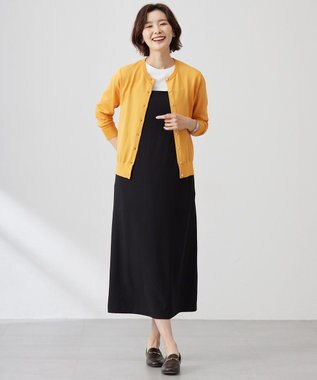 J.PRESS LADIES S 【洗える】BASIC HT COTTON クルーネック カーディガン オレンジ系