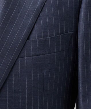 GOTAIRIKU 【Loro Piana Fabric】365 通年 3ピーススーツ(ネイビーストライプ) ダルブルー×ストライプ