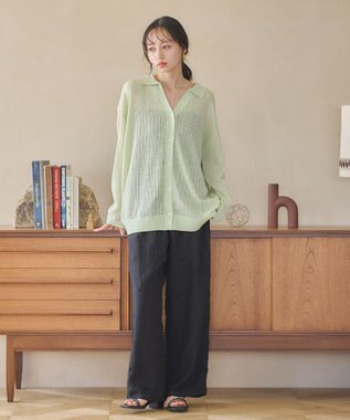 earth music&ecology スキッパールーズカーディガン Light Green
